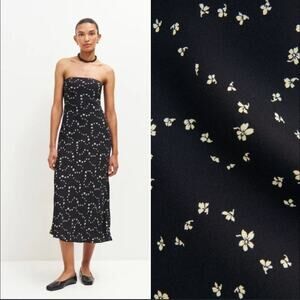 NEW Reformation Joana Dress size L Breezy Black Floral Midi NWT